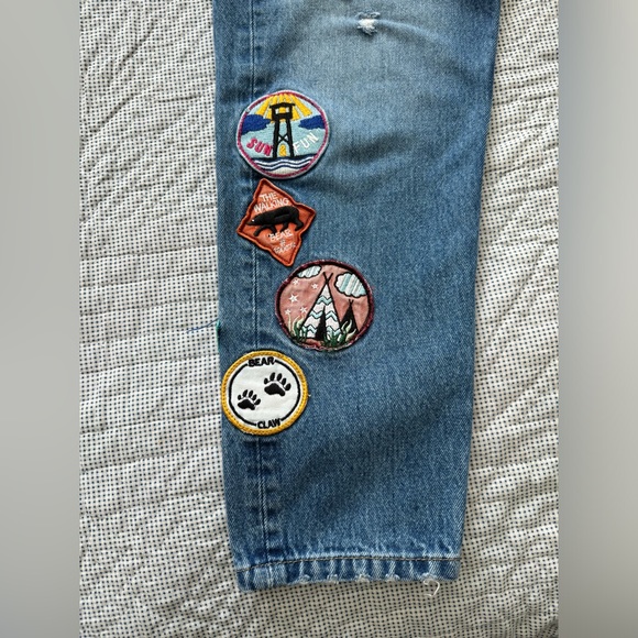 Zara denim jeans with patches - Picture 2 of 8
